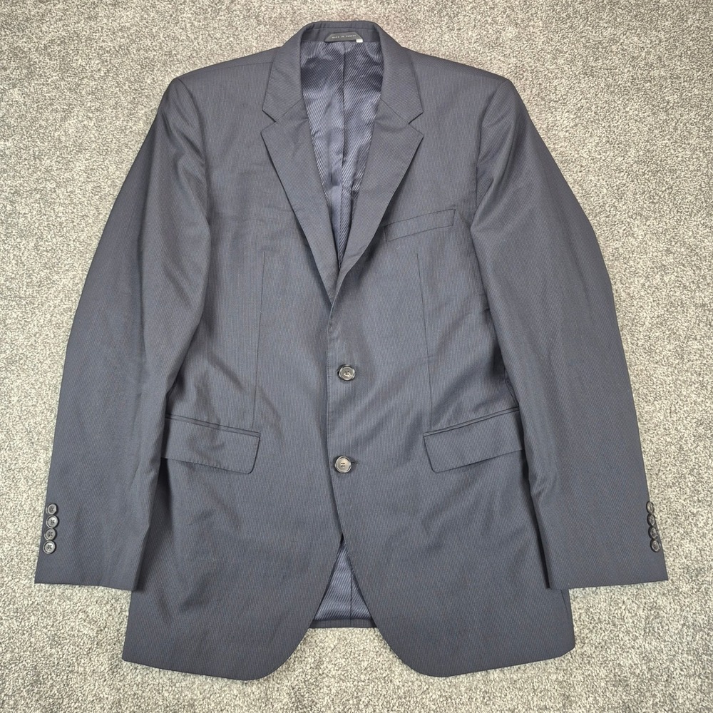 Hugo Boss Blazer Mens 42L Navy Blue Micro Stripe Wool The James4/Sharp6